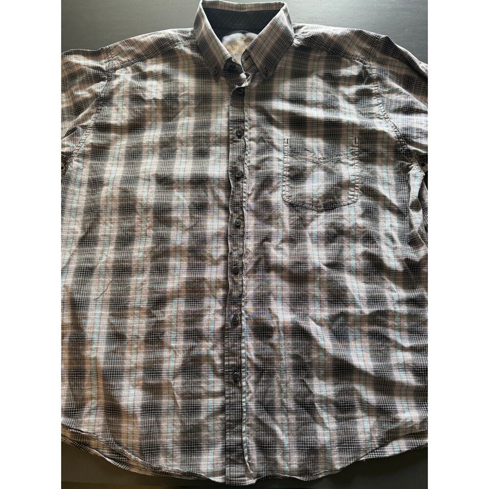 Panhandle Tuf Cooper Performance Button Up Shirt Men’s XL Black Gray Western